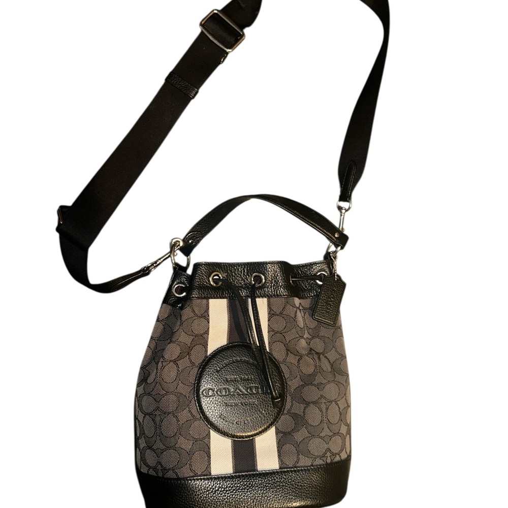 Coach Black and Gray Crossbody Bag with Signature Style